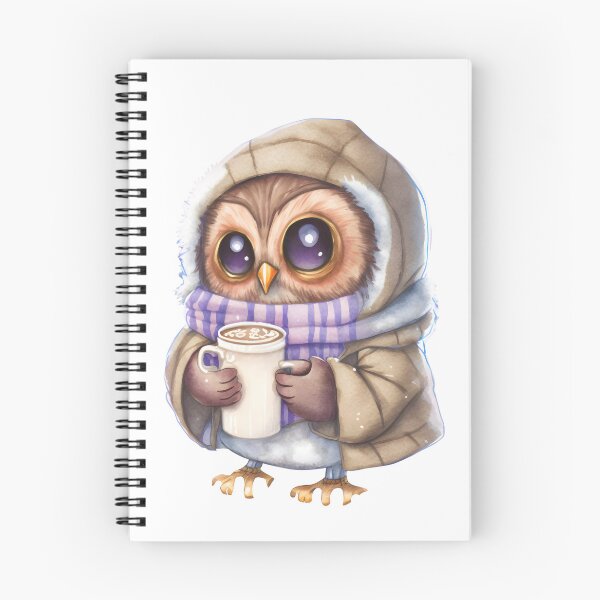 Item preview, Chibi Owl Drinking Hot Chocolate Christmas Winter designed and sold by Remixy ⭐⭐⭐⭐⭐.