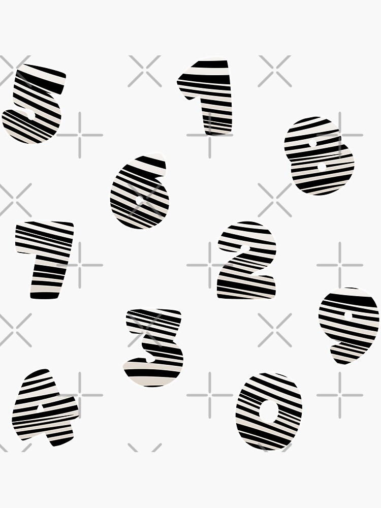 "Zebra pattern number. Zebra striped numbers pack." Sticker for Sale by
