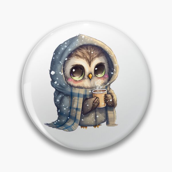 Item preview, Chibi Owl Drinking Hot Chocolate Christmas Winter designed and sold by Remixy ⭐⭐⭐⭐⭐.