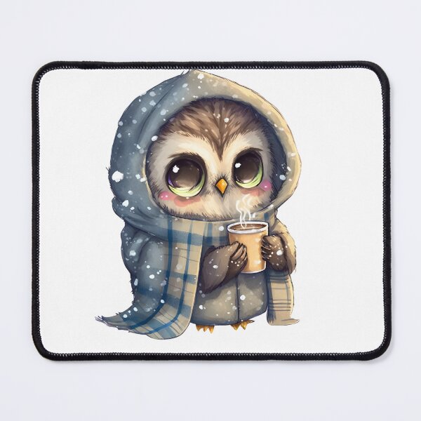 Item preview, Chibi Owl Drinking Hot Chocolate Christmas Winter designed and sold by Remixy ⭐⭐⭐⭐⭐.