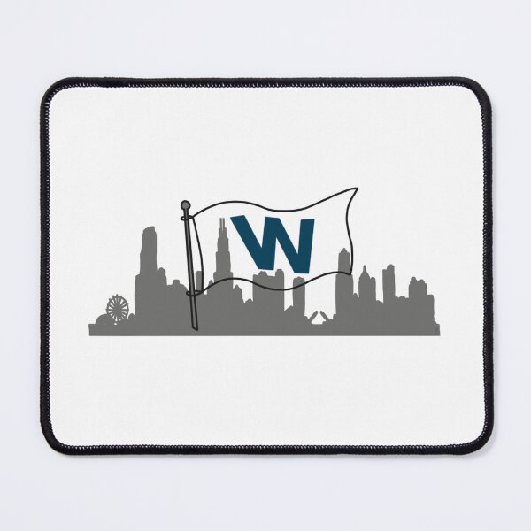 Item preview, W flag Chicago skyline digital drawing designed and sold by mkillustrations.