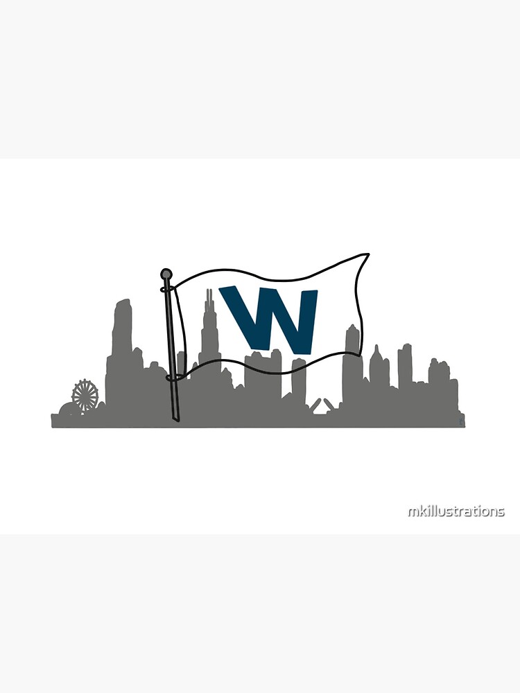 W flag Chicago skyline digital drawing | Art Board Print