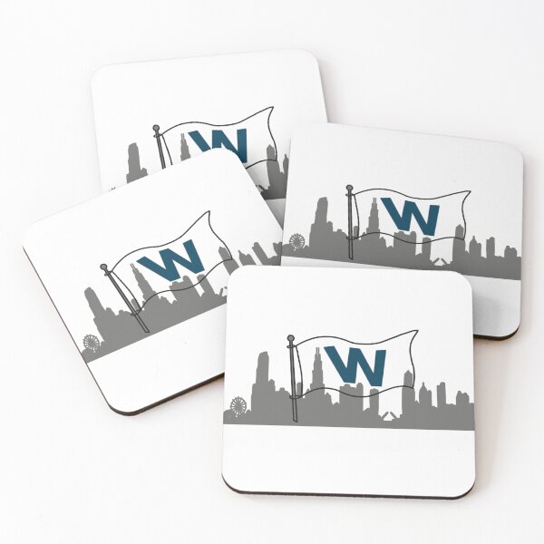 Item preview, W flag Chicago skyline digital drawing  designed and sold by mkillustrations.