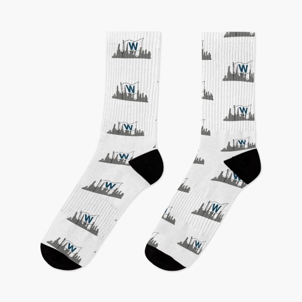 Item preview, W flag Chicago skyline digital drawing  designed and sold by mkillustrations.