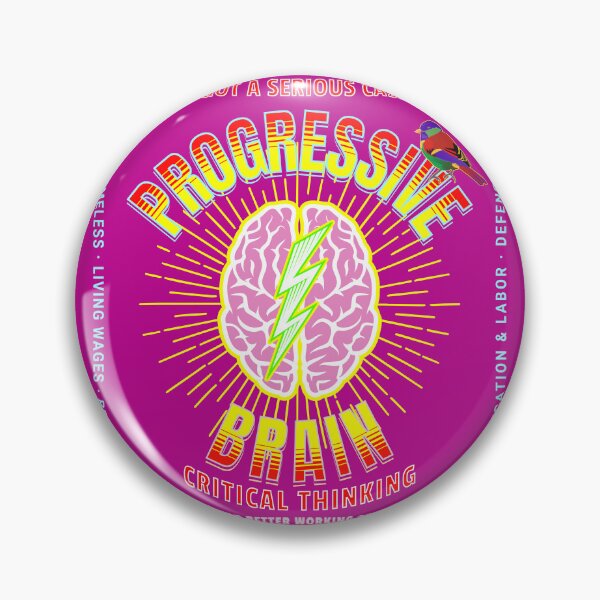 Item preview, PMD00159 Progressive Movement Designs Progressive Brain critical thinking on pink w rainbow colored bird for progressives or LGBTQ designed and sold by ProgressiveLeft.