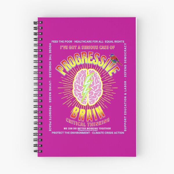 Item preview, PMD00159 Progressive Movement Designs Progressive Brain critical thinking on pink w rainbow colored bird for progressives or LGBTQ designed and sold by ProgressiveLeft.
