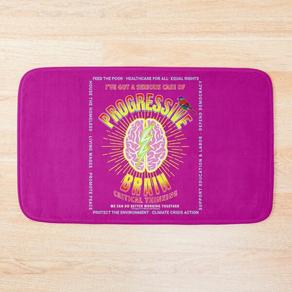Item preview, PMD00159 Progressive Movement Designs Progressive Brain critical thinking on pink w rainbow colored bird for progressives or LGBTQ designed and sold by ProgressiveLeft.