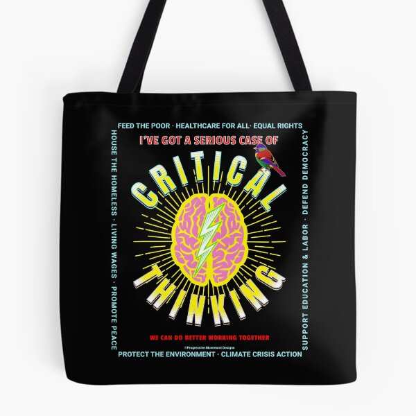 Item preview, PMD00160 Progressive Movement Designs critical thinking brain on black w rainbow colored bird for progressives or LGBTQ designed and sold by ProgressiveLeft.
