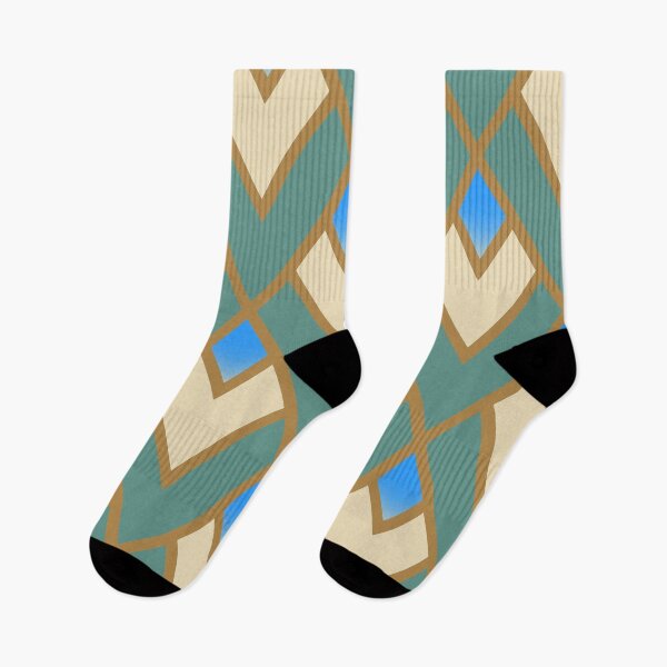 Item preview, Retro Triangle Geometric pattern cream turquoise  designed and sold by TipTopTapo.