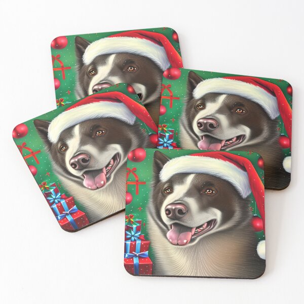 Item preview, Christmas Karelian Bear Dog Wearing A Santa Hat designed and sold by ZenEverAI.