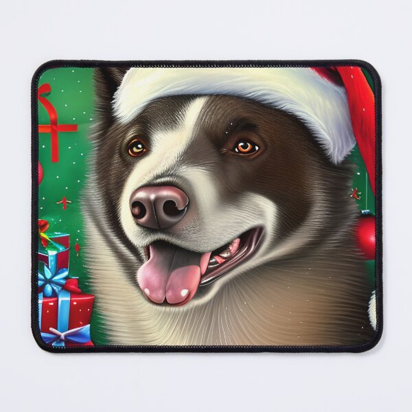 Item preview, Christmas Karelian Bear Dog Wearing A Santa Hat designed and sold by ZenEverAI.