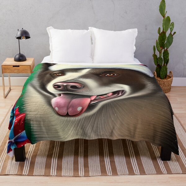 Item preview, Christmas Karelian Bear Dog Wearing A Santa Hat designed and sold by ZenEverAI.