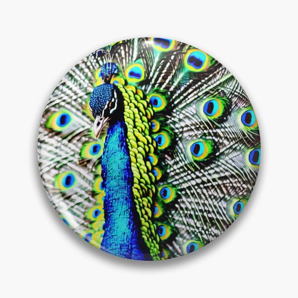 Item preview, close-up of peacock with feathers open designed and sold by David-Howells.