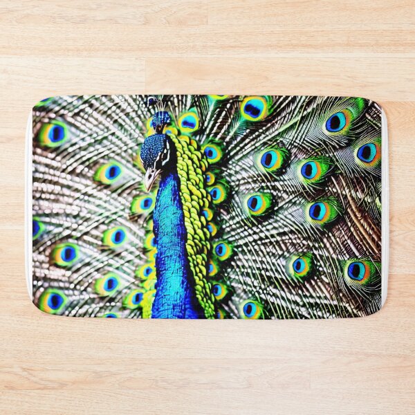 Item preview, close-up of peacock with feathers open designed and sold by David-Howells.