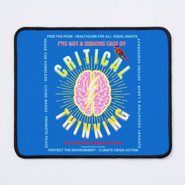 Item preview, PMD00161 Progressive Movement Designs critical thinking brain on blue w rainbow colored bird for progressives or LGBTQ designed and sold by ProgressiveLeft.