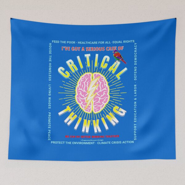 Item preview, PMD00161 Progressive Movement Designs critical thinking brain on blue w rainbow colored bird for progressives or LGBTQ designed and sold by ProgressiveLeft.
