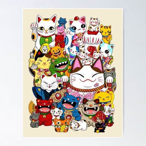 Americanflat - Cat Lucky Cat by Anderson Design Group - 11x14 Poster Art  Print