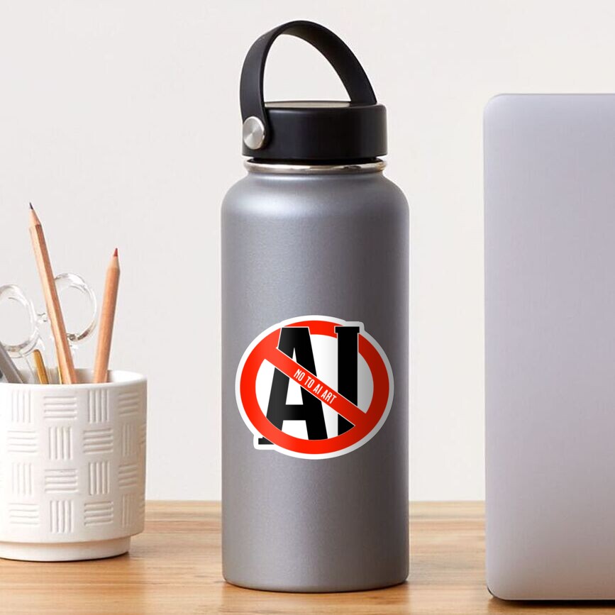 "Ban AI Generated Art" Sticker For Sale By Murderbunnytees | Redbubble