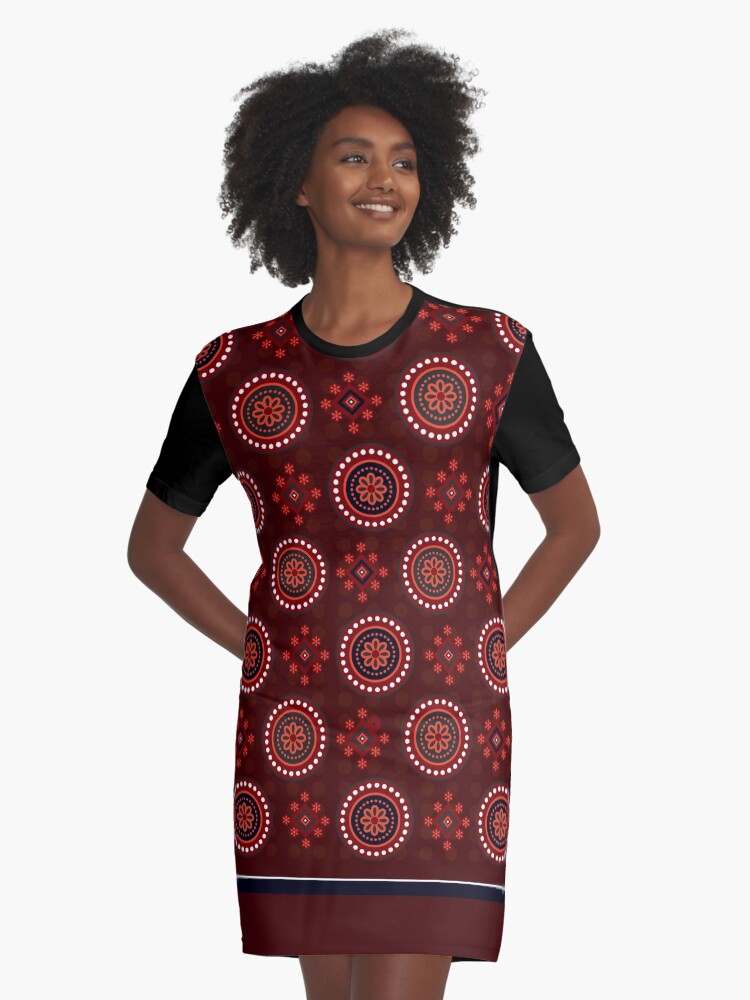 Red and Blue Pakistani Ajrak Floral Pattern Graphic T Shirt Dress for Sale by Firafix Art Redbubble