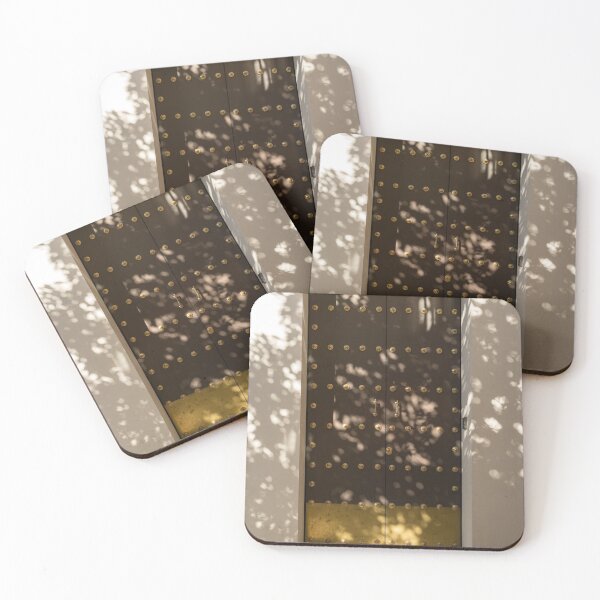 Item preview, Soft Chocolate Shadows - Vintage Wooden Door Fortified with Brass Studs designed and sold by Georgia Mizuleva.
