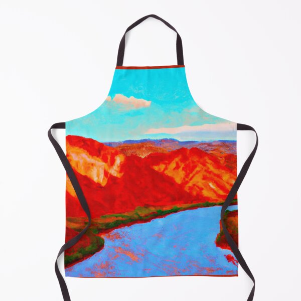 Item preview, Mountains and River in Red, White and Blue as Landscape Painting (AI Generated Art) designed and sold by Cowboy Folly.