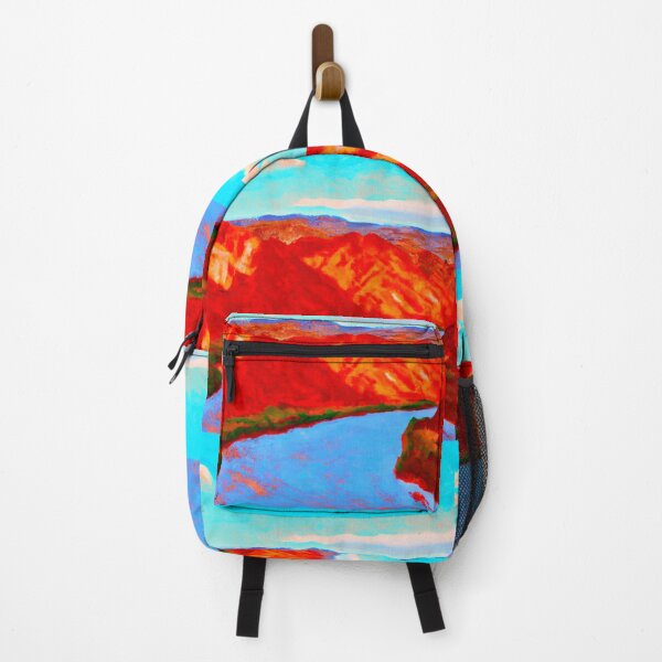 Item preview, Mountains and River in Red, White and Blue as Landscape Painting (AI Generated Art) designed and sold by Cowboy Folly.