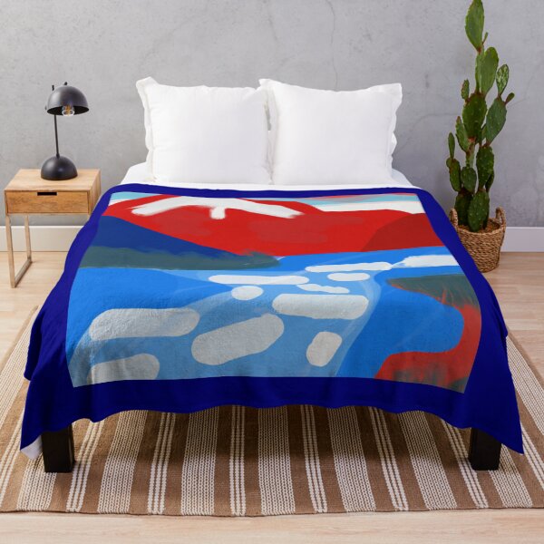 Item preview, Mountains and River Red, White and Blue as a Painting (AI Generated Art) designed and sold by Cowboy Folly.