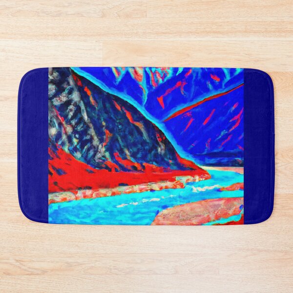 Item preview, Mountains and River n Red, White and Blue as a Painting (AI Generated Art) designed and sold by Cowboy Folly.