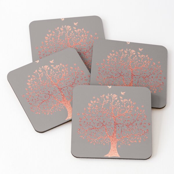 Item preview, Illustration silhouette tree of life with birds done in rose gold designed and sold by Marina Braga  Artista en acuarela y diseñadora gráfica.