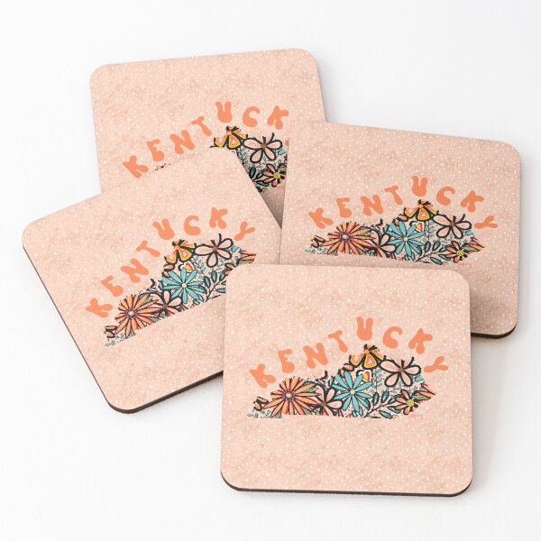 Item preview, Kentucky State Design | Artist Designed Illustration Featuring Kentucky State Outline Filled With Retro Flowers with Retro Hand-Lettering designed and sold by MarcyBrennanArt.