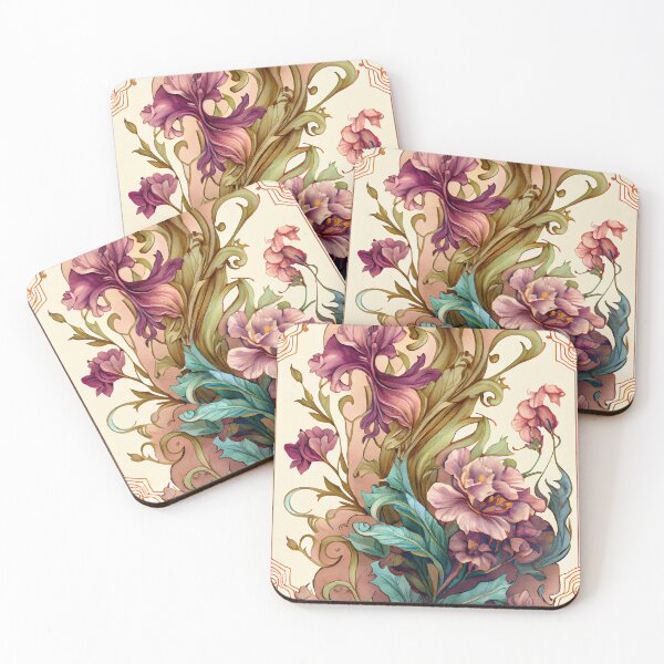 Item preview, art nouveau flowers and animals 01 designed and sold by printiesart.