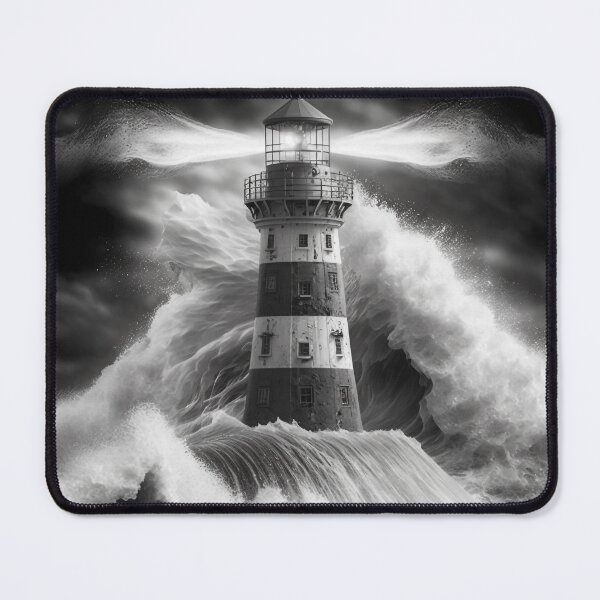 Item preview, Life in Black and White, Lighthouse Waves designed and sold by AICreateWorlds.