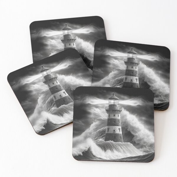 Item preview, Life in Black and White, Lighthouse Waves designed and sold by AICreateWorlds.