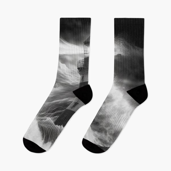 Item preview, Life in Black and White, Lighthouse Waves designed and sold by AICreateWorlds.