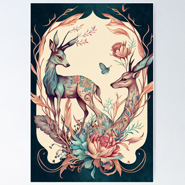 Item preview, Art nouveau flowers and animals 08 designed and sold by printiesart.
