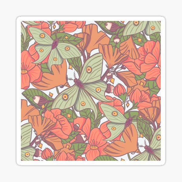 Artikel-Vorschau von Luna-Motte und Frühlingsblumenmuster, designt und verkauft von LKL-Designs.