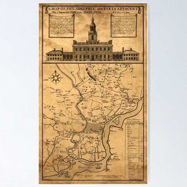 Item preview, Independence Hall and Philadelphia Map 1752 designed and sold by Daniel Hagerman.
