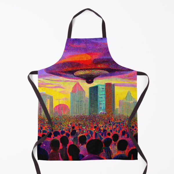 Item preview, Alien Invasion UFO Psychedelic Otherworldly Extraterrestrial Colorful Flying Object Massive Crowd designed and sold by Weirdarto.