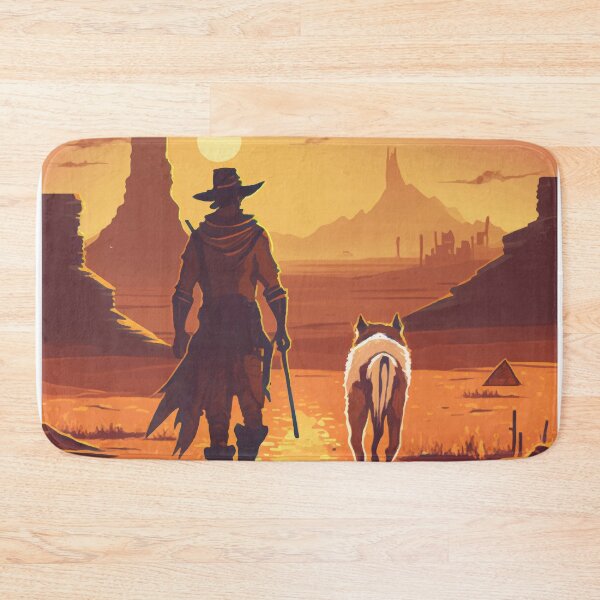 Item preview, Western Apocalypse Cowboy And Dog Walking Through the Desert designed and sold by GiftTees.