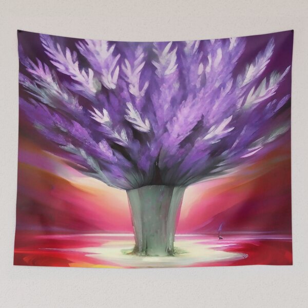 Item preview, Lavender Bouquet with French Accents on a Red Ornamental Table  designed and sold by deniselynnimage.
