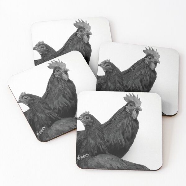 Item preview, Pair of all black chickens designed and sold by Daniel Tuttle.