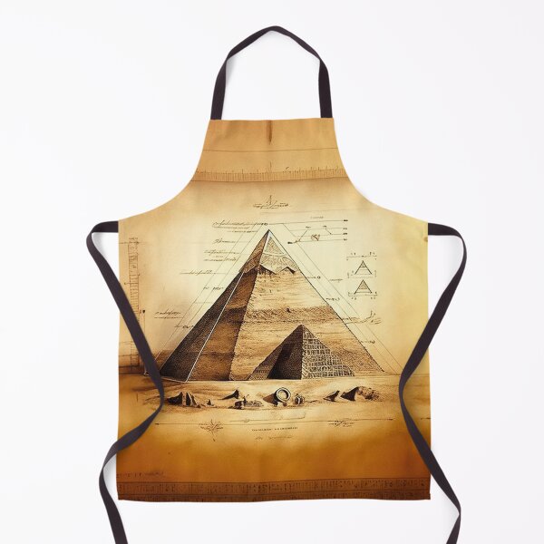 Item preview, Ancient Egyptian pyramid in Sahara Desert technical drawing with measurements and calculations in Leonardo da Vinci style designed and sold by ArtifactVault.