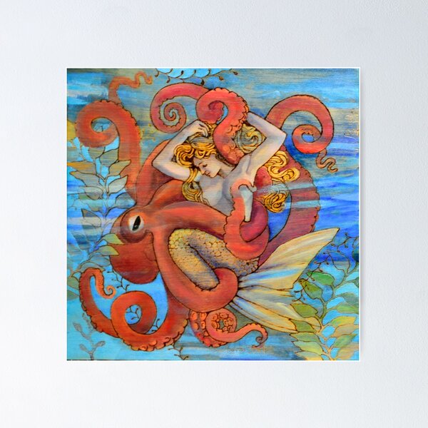 Item preview, Octopus and Mermaid designed and sold by AmandaFineArt.