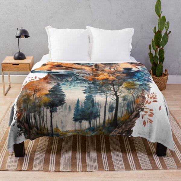 Item preview, Fox and landscape double exposure 01 designed and sold by printiesart.