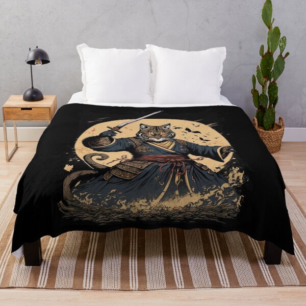 Item preview, Katana wielding samurai Japanese Cat designed and sold by OtillieArt.