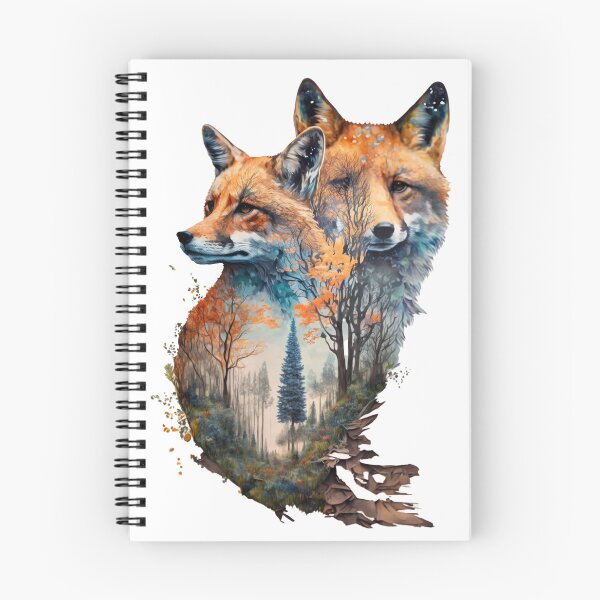 Item preview, Fox and landscape double exposure 02 designed and sold by printiesart.