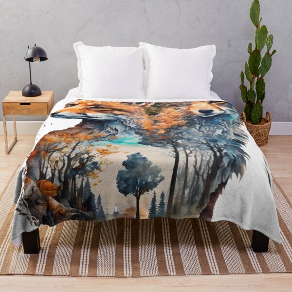 Item preview, Fox and landscape double exposure 03 designed and sold by printiesart.