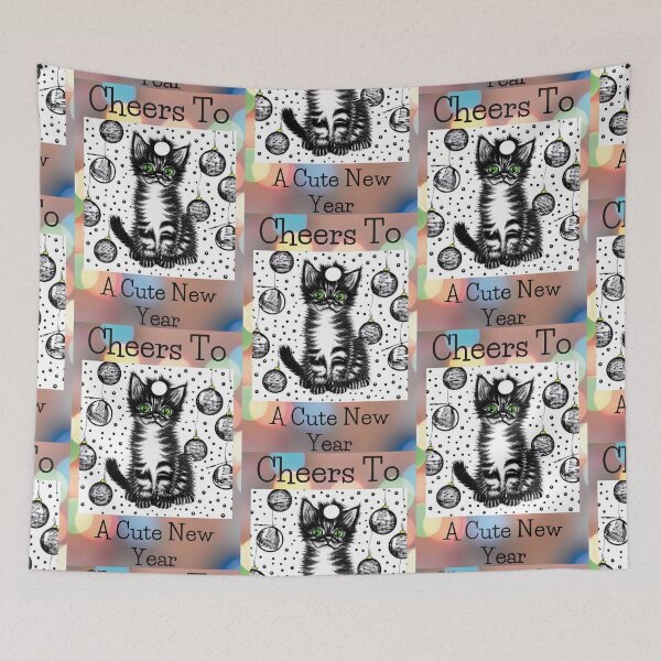 Item preview, Cheers To A Cute New Year-Cute Kitten designed and sold by ColordCreations.