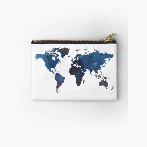 Item preview, World Map silhouette fantasy texture dark navy blue and gold in watercolor and glitter designed and sold by Marina Braga  Artista en acuarela y diseñadora gráfica.