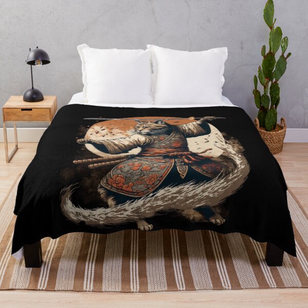 Item preview, Katana wielding samurai Japanese Cat designed and sold by OtillieArt.